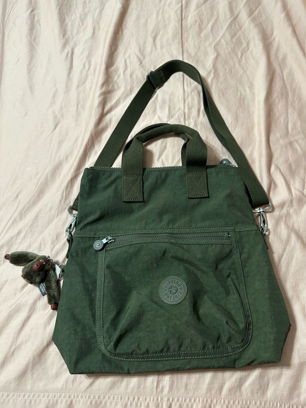 KIPLING FIELD GREEN ELEVA LARGE CONVERTIBLE TOTE/CROSSBODY BAG